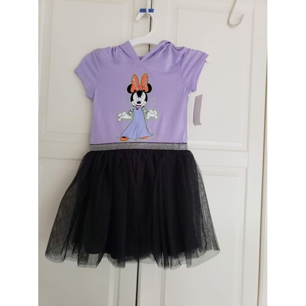 Disney Girls Purple & Black Minnie Mouse Tulle Halloween Dress 6/6X NEW